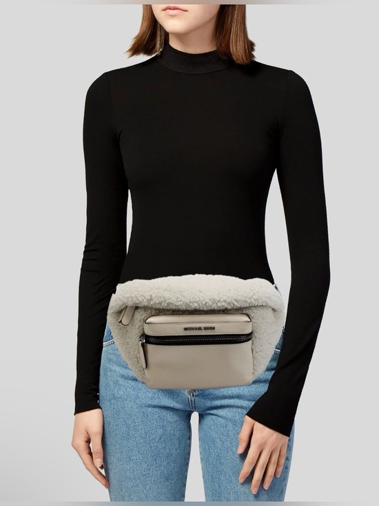 Michael Kors Handbags - Michael Kors White Sherpa & Leather Belt Bag